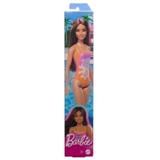 Mattel Beach Barbie Κούκλα Με Πορτοκαλί Μαγιό (DWJ99 / HPV21)